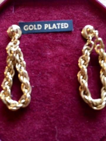 Preview of the first image of New Gold plated chain earrings for pierced ears.