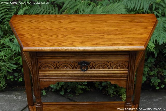 Image 10 of AN OLDE COURT CHARM JAYCEE OAK HALL CANTED COFFEE LAMP TABLE