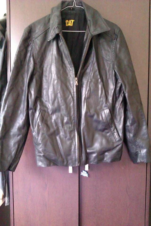 Image 3 of CAT MEN'S LEATHER JACKET QUALITY THICK LEATHER JACKET
