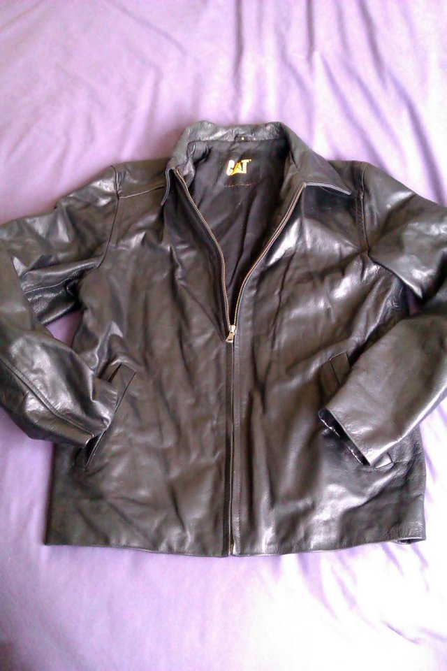 Preview of the first image of CAT MEN'S LEATHER JACKET QUALITY THICK LEATHER JACKET.