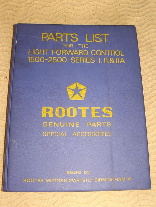 Image 2 of Rootes Parts List 6601307 and Workshop Manual Pub No. 993