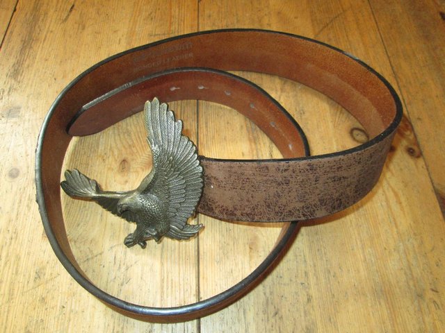 Preview of the first image of Petroleum Leather belt with Eagle (Incl P&P).