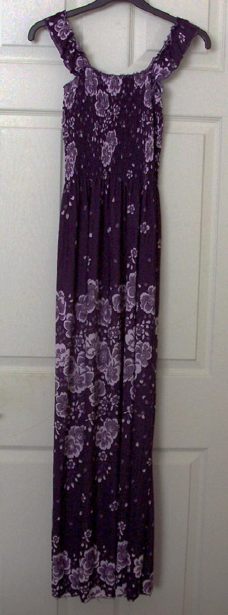 Preview of the first image of Pretty Ladies Long Purple Flowered Dress  - Sz 12  B7.