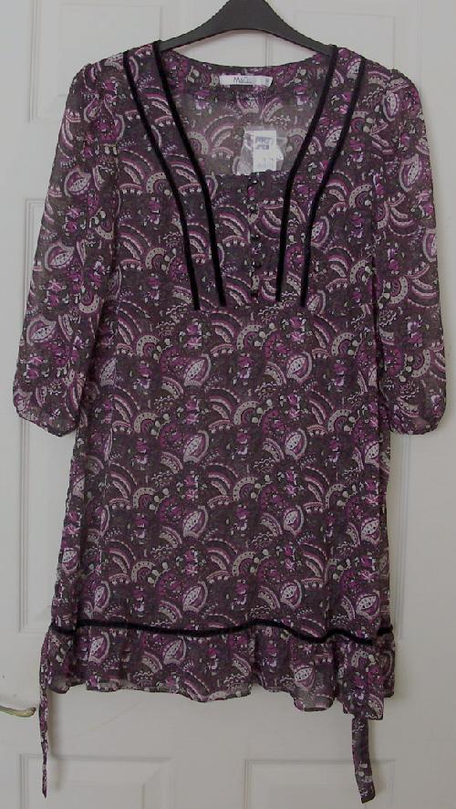 Preview of the first image of BNWT Pretty Purple Printed Top/Dress By M&Co  - Sz 16  B7.