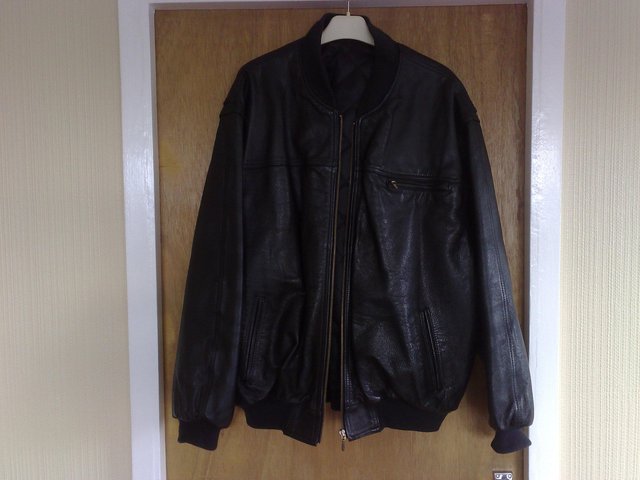Preview of the first image of Hornes Mens Leather Bomber Jacket.