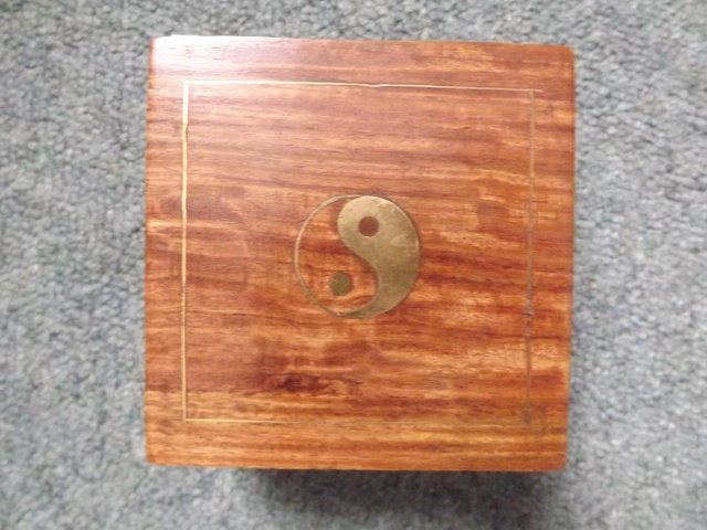 Preview of the first image of Ying-Yang handmade wooden trinket box.