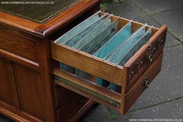 Image 12 of AN OLD CHARM LIGHT OAK WRITING DESK FILING CABINET TABLE