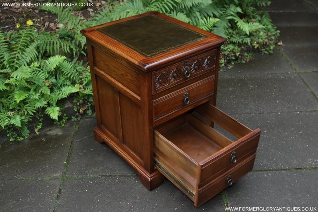 Image 14 of AN OLD CHARM LIGHT OAK WRITING DESK FILING CABINET TABLE