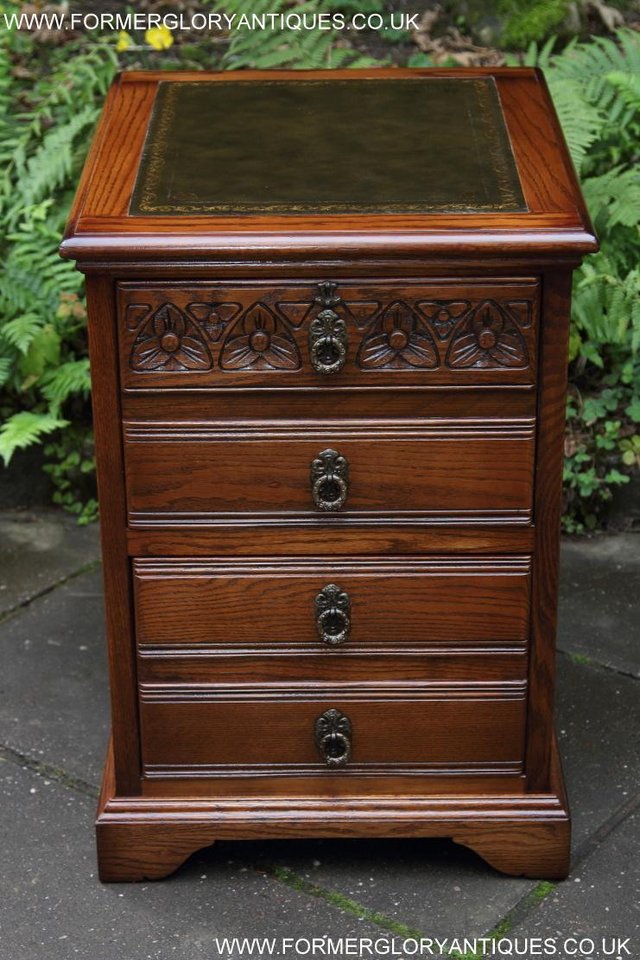 Image 17 of AN OLD CHARM LIGHT OAK WRITING DESK FILING CABINET TABLE