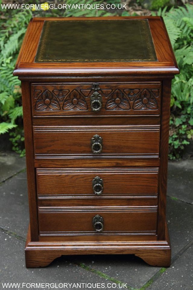 Image 21 of AN OLD CHARM LIGHT OAK WRITING DESK FILING CABINET TABLE