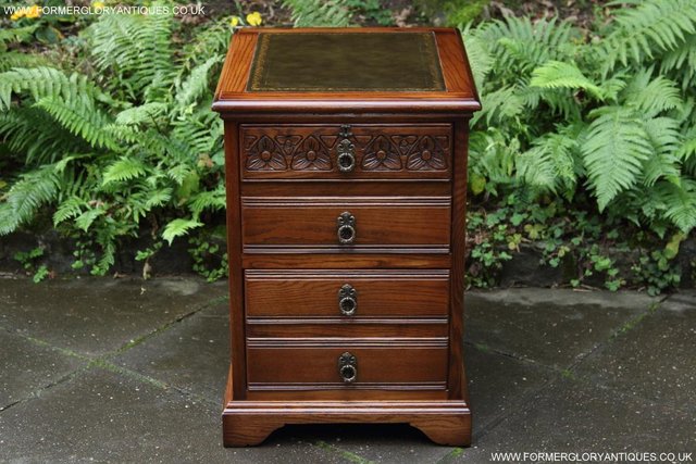 Image 25 of AN OLD CHARM LIGHT OAK WRITING DESK FILING CABINET TABLE