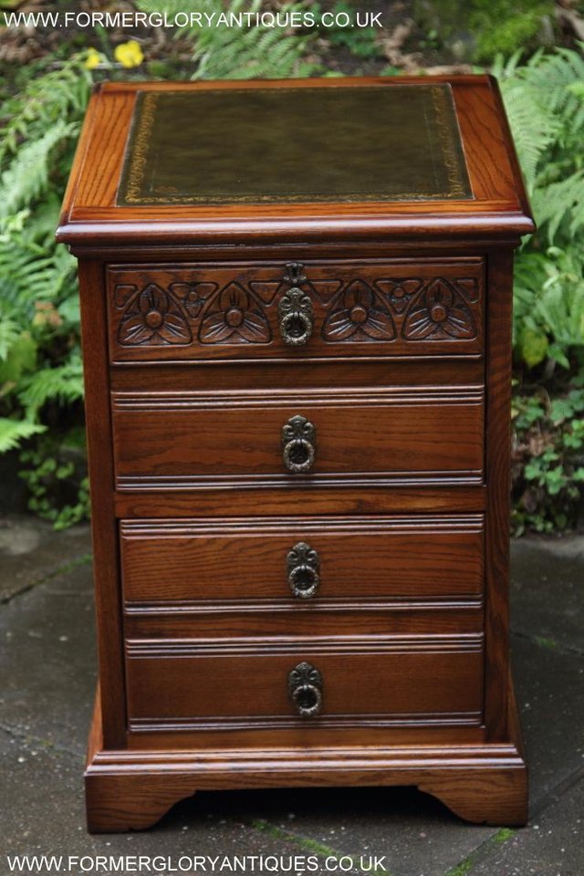 Image 31 of AN OLD CHARM LIGHT OAK WRITING DESK FILING CABINET TABLE