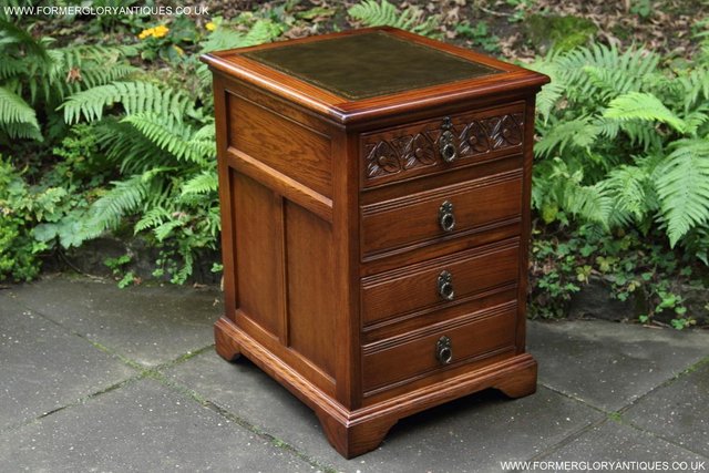 Image 32 of AN OLD CHARM LIGHT OAK WRITING DESK FILING CABINET TABLE