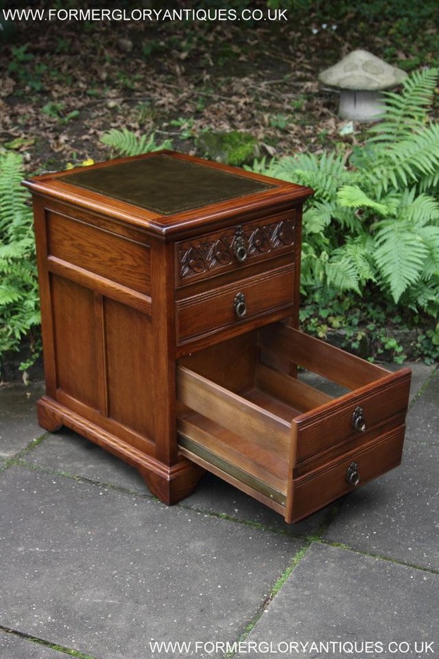 Image 37 of AN OLD CHARM LIGHT OAK WRITING DESK FILING CABINET TABLE