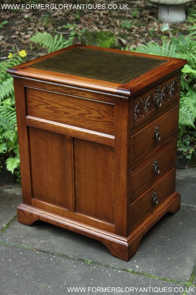 Image 38 of AN OLD CHARM LIGHT OAK WRITING DESK FILING CABINET TABLE