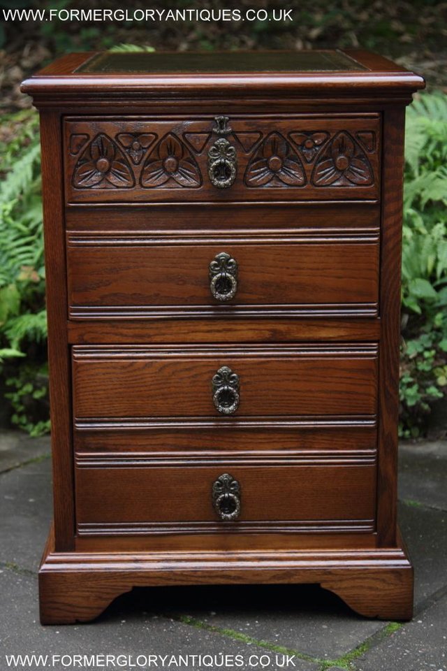 Image 42 of AN OLD CHARM LIGHT OAK WRITING DESK FILING CABINET TABLE