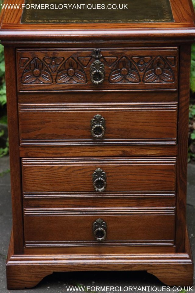 Image 47 of AN OLD CHARM LIGHT OAK WRITING DESK FILING CABINET TABLE