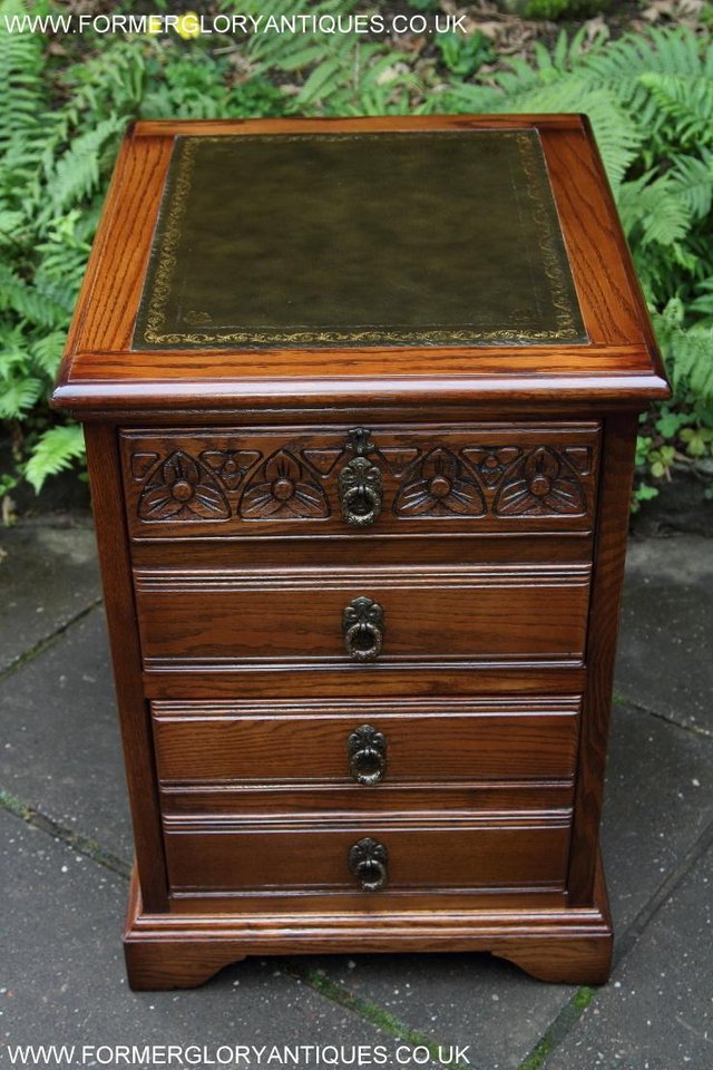 Image 48 of AN OLD CHARM LIGHT OAK WRITING DESK FILING CABINET TABLE