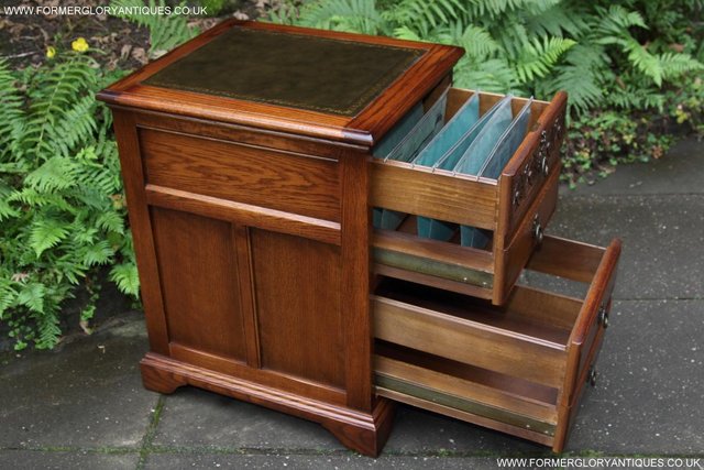 Image 54 of AN OLD CHARM LIGHT OAK WRITING DESK FILING CABINET TABLE