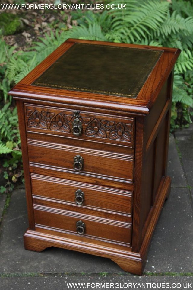 Image 57 of AN OLD CHARM LIGHT OAK WRITING DESK FILING CABINET TABLE