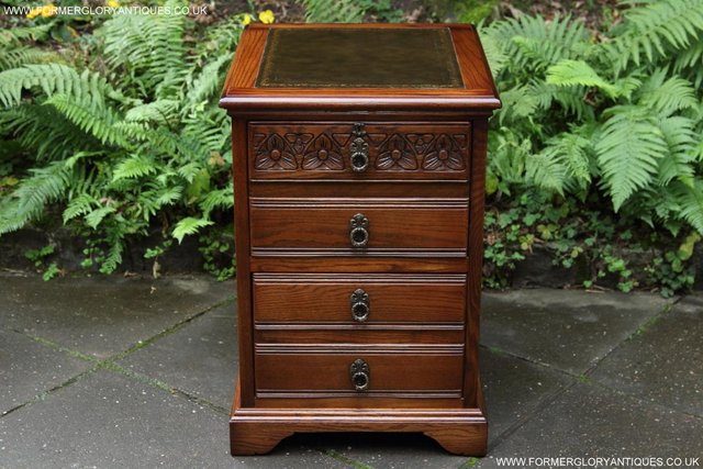 Image 59 of AN OLD CHARM LIGHT OAK WRITING DESK FILING CABINET TABLE