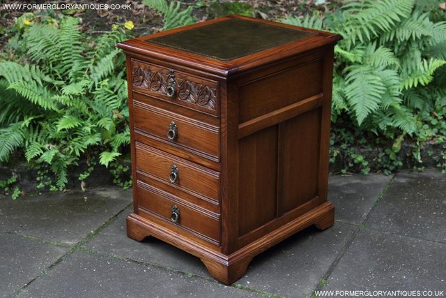 Image 60 of AN OLD CHARM LIGHT OAK WRITING DESK FILING CABINET TABLE