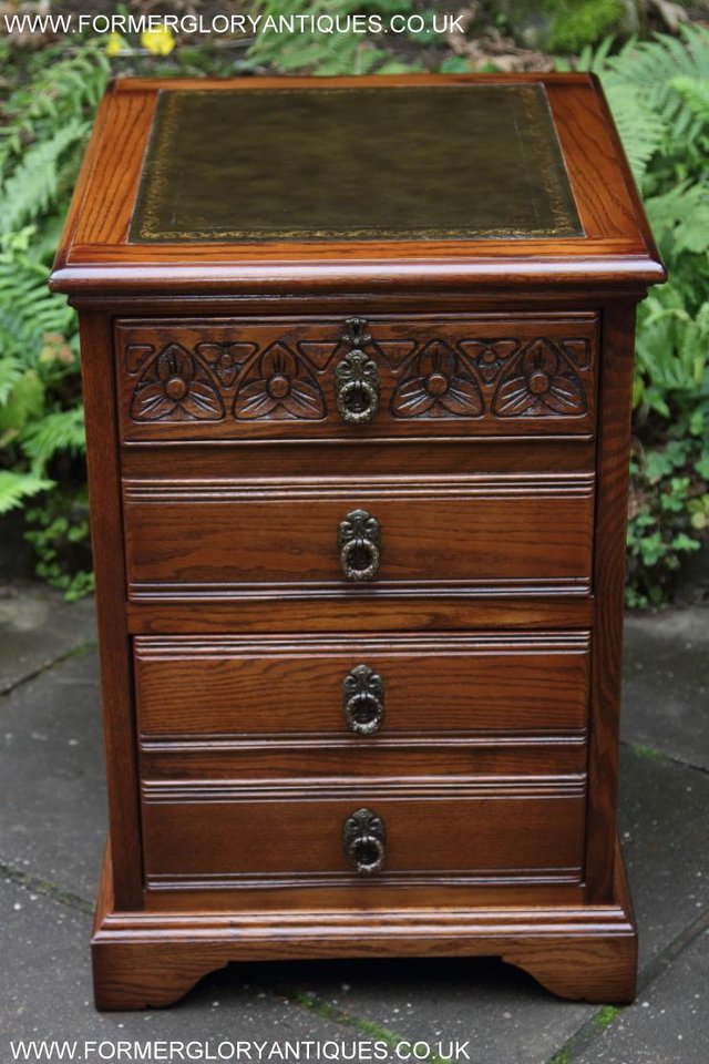 Image 62 of AN OLD CHARM LIGHT OAK WRITING DESK FILING CABINET TABLE