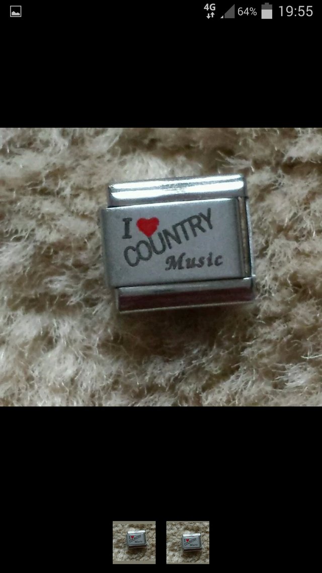 Preview of the first image of I Love Country Music 9mm Stainless Steel Charm.
