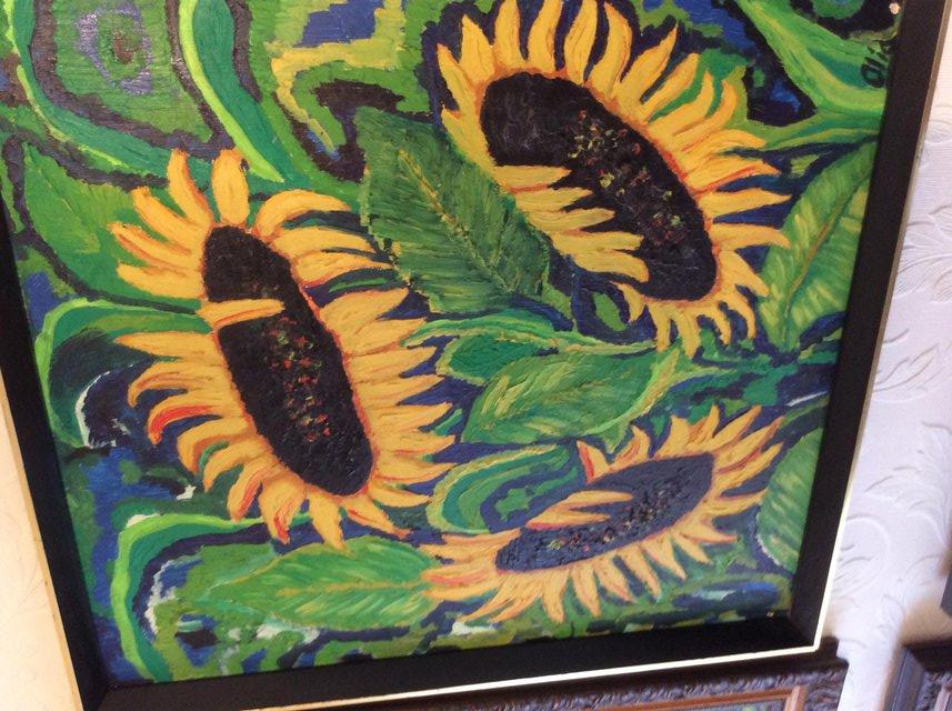 Image 3 of Original oil painting of Sunflowers