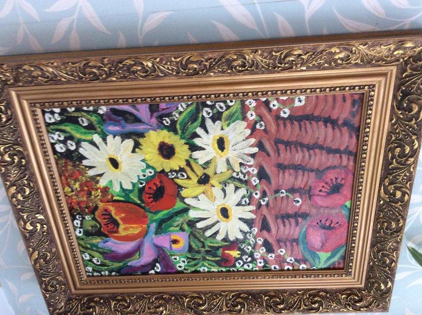 Preview of the first image of Original oil painting Basket of Flowers.