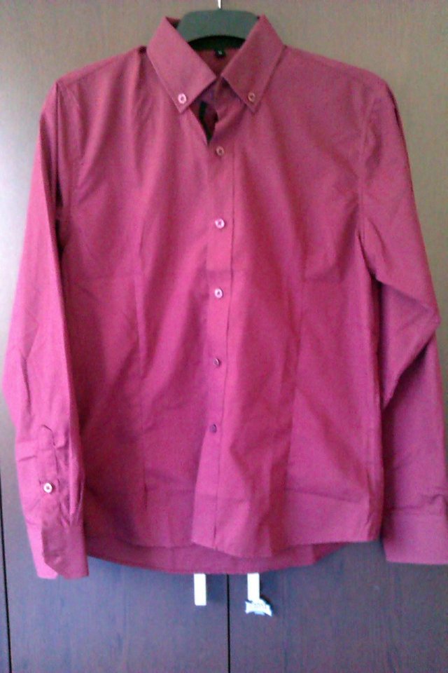 Image 2 of SUMMER RIVER MENS LONG SLEEVE SHIRT BURGUNDY RED SIZE M