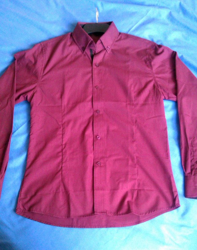 Preview of the first image of SUMMER RIVER MENS LONG SLEEVE SHIRT BURGUNDY RED SIZE M.
