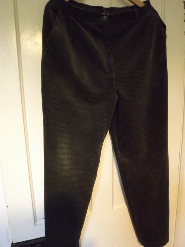 Image 2 of Dark green cord trousers size 16