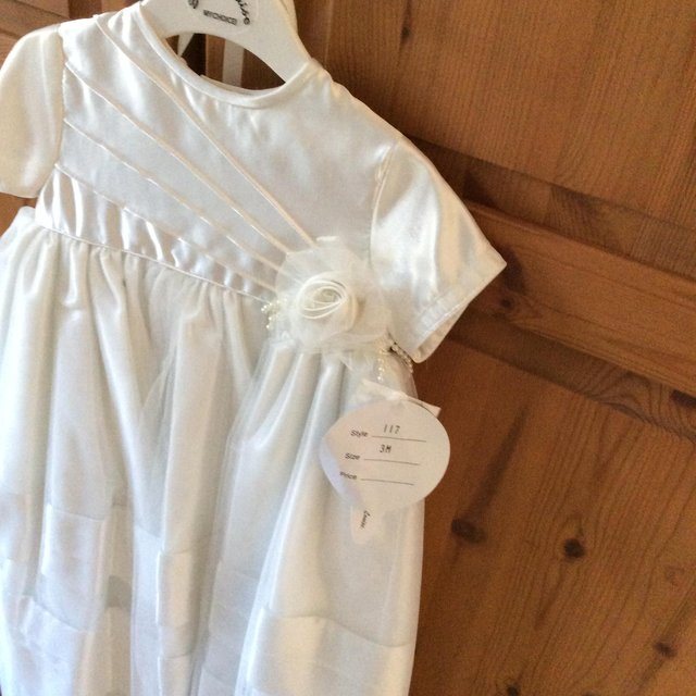 Preview of the first image of Stunning brand new Sarah Louise Christening Gown & Bonnet.