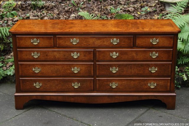 Preview of the first image of BEVAN FUNNELL BURR WALNUT CHEST OF DRAWERS SIDEBOARD DRESSER.