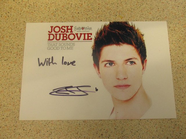 Preview of the first image of Josh Dubovie Eurovision Song Contest Hand Signed Photograph.