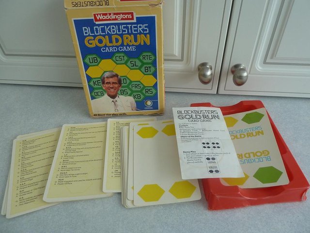 Preview of the first image of Blockbusters Gold Run card game (1985) by Waddington.