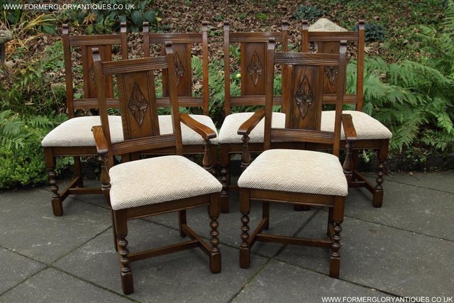 Preview of the first image of SIX OLD CHARM JAYCEE LIGHT OAK KITCHEN TABLE DINING CHAIRS.