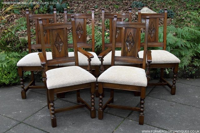 Image 14 of SIX OLD CHARM JAYCEE LIGHT OAK KITCHEN TABLE DINING CHAIRS