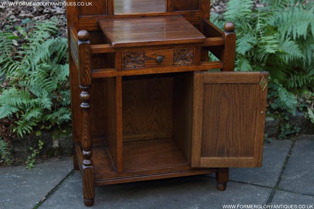 Image 9 of AN OLD CHARM JAYCEE LIGHT OAK HALL COAT STICK STAND CABINET