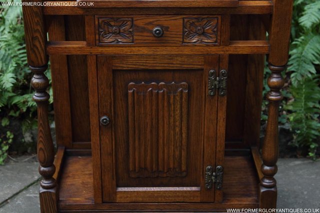 Image 17 of AN OLD CHARM JAYCEE LIGHT OAK HALL COAT STICK STAND CABINET