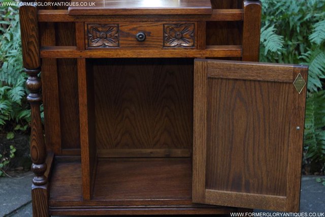 Image 27 of AN OLD CHARM JAYCEE LIGHT OAK HALL COAT STICK STAND CABINET