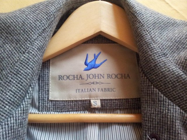 Image 3 of Mens John Rocha smart double breasted coat black/grey small