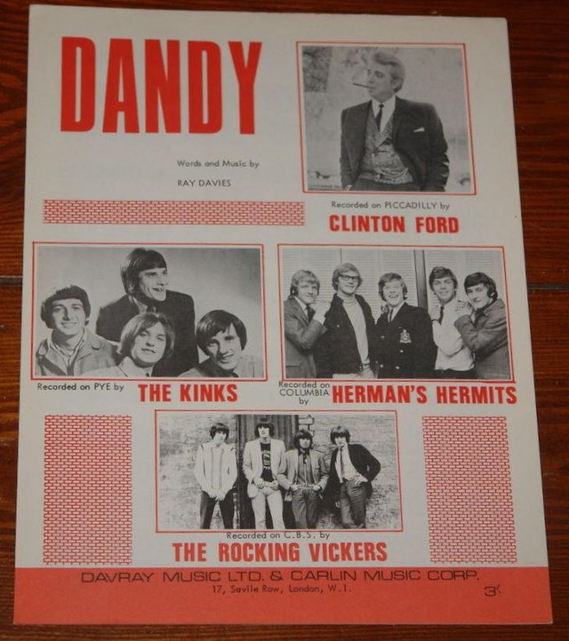 Preview of the first image of THE ROCKING VICKERS, THE KINKS, HERMAN'S HERMITS SHEET MUSIC.