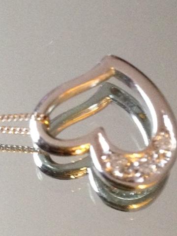 Image 3 of Diamonds in 9ct White gold heart shape pendant.