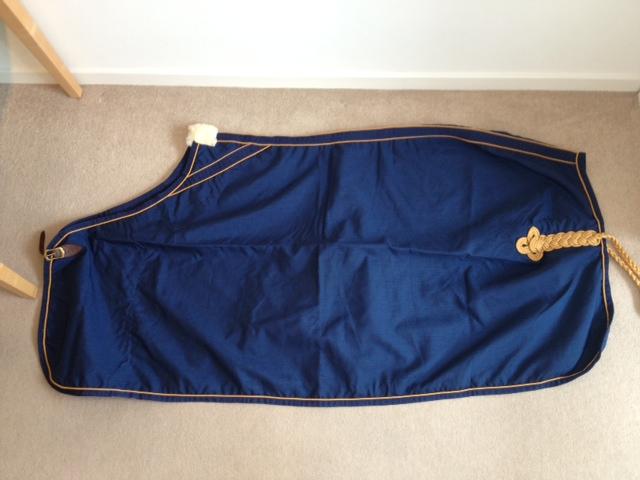 Preview of the first image of Equiport Cordura Show Sheet - Navy and dark gold - 6ft6”.