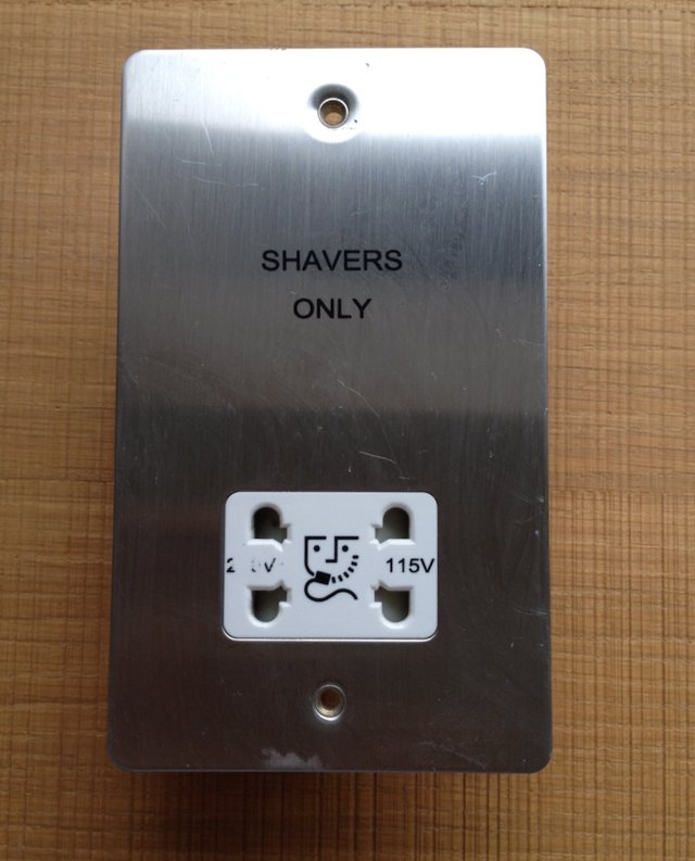 Preview of the first image of Shaver Socket, Schneider Stainless Steel, Flat Plate.