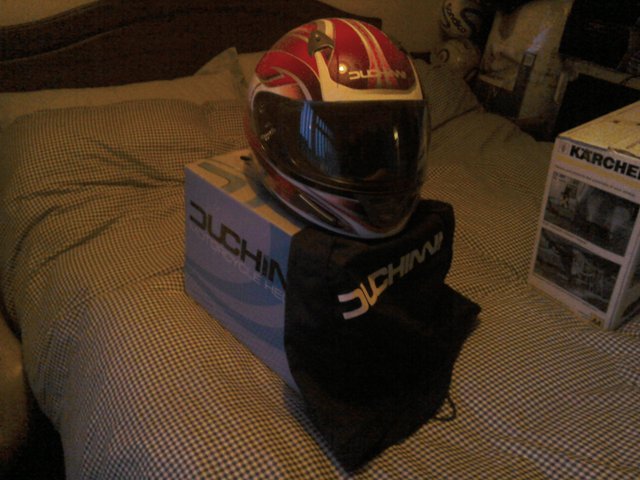 Image 2 of Brand new (boxed) ducchini red/White crash helmet, size XL,