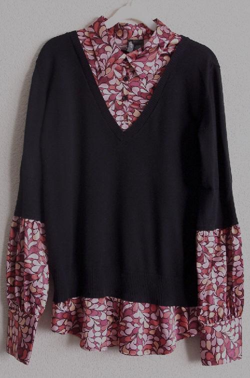 Preview of the first image of Ladies Black Patterned Jumper top By Bisou Bisou - Sz XL  B7.