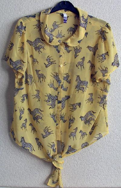 Preview of the first image of Ladies Yellow Henry Holland Zebra Print Blouse - Sz 16  B7.